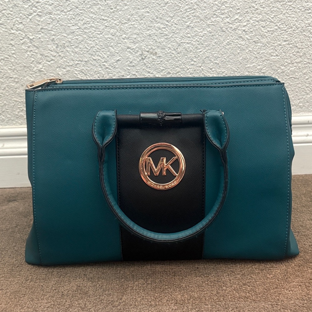 Michael Kors Teal and Black Satchel